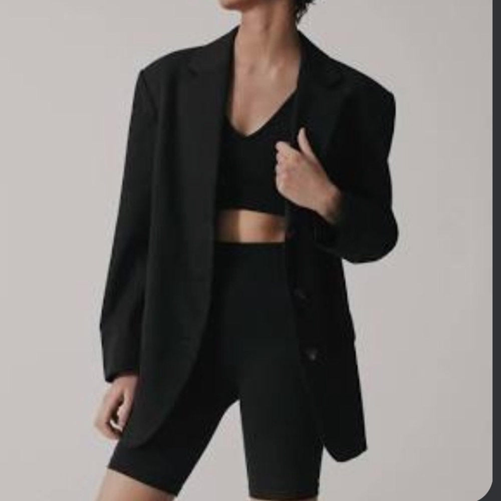 Zara NWOT oversized boyfriend black blazer dress jacket slinky sexy M/6/8